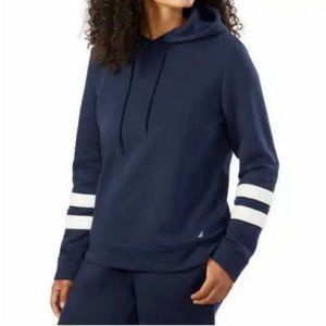 NAUTICA Ladies Fleece Lined Pullover Sweater Hoodie Navy Color Size XL‎